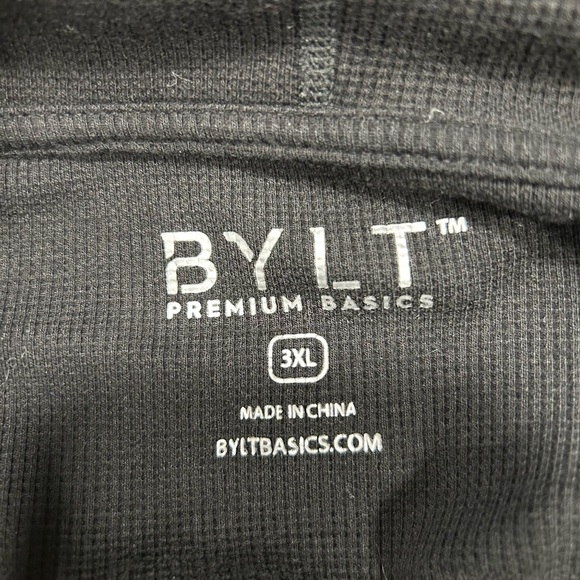 BYLT Thermal Waffle Knit Pullover Hoodie Sweatshirt Mens 3XL Black Stretch - Picture 3 of 4